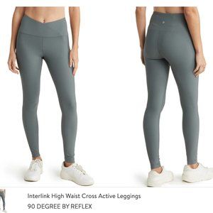 Interlink High Waist Cross Active Leggings - Mulled Basil